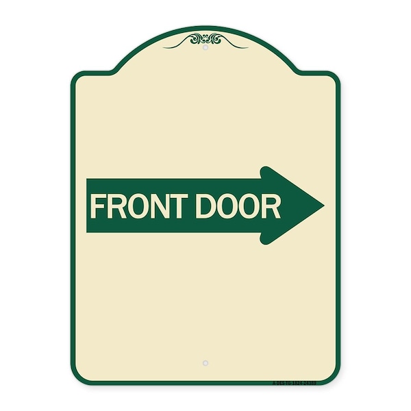 Signmission Front Door With Right Arrow Heavy-Gauge Aluminum Architectural Sign, 24" x 18", TG-1824-24389 A-DES-TG-1824-24389 - main